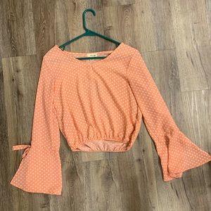 Coral Polka dot crop